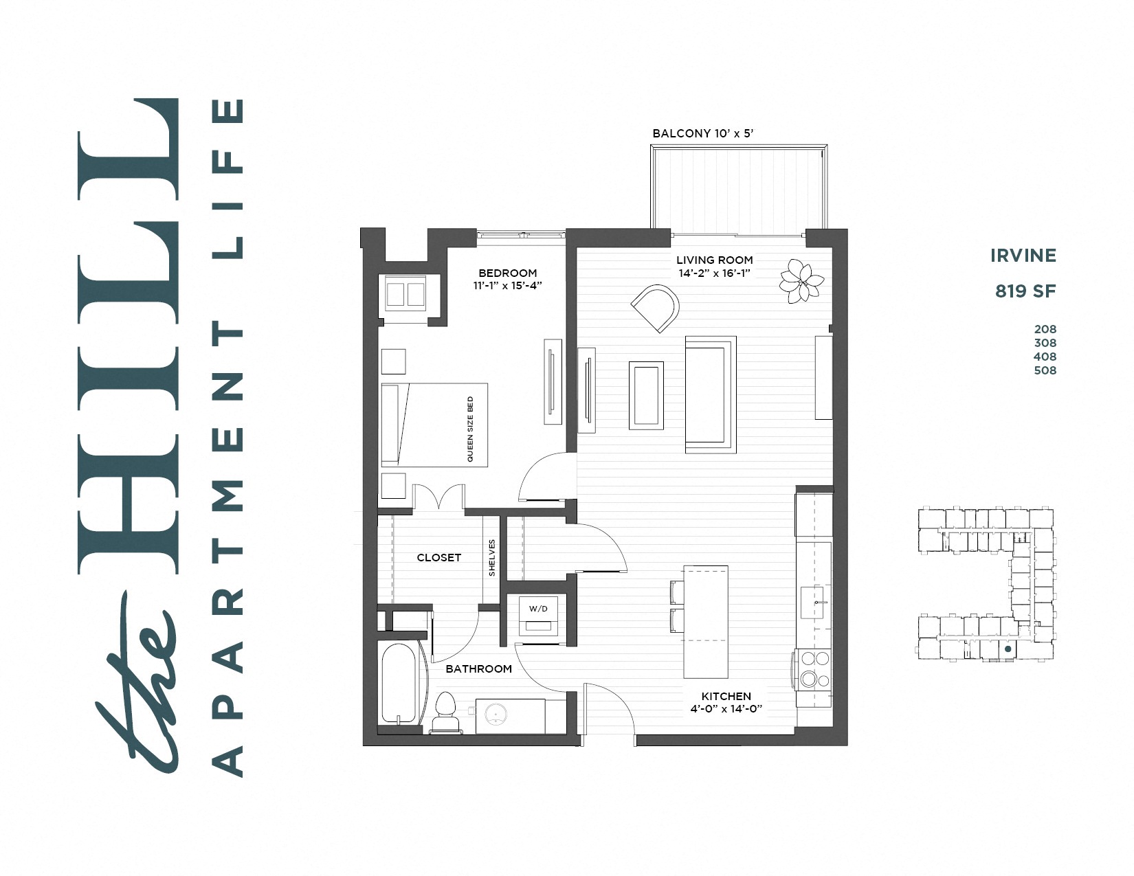 1 bedroom floor plan at The Hill Apartments in st paul mn